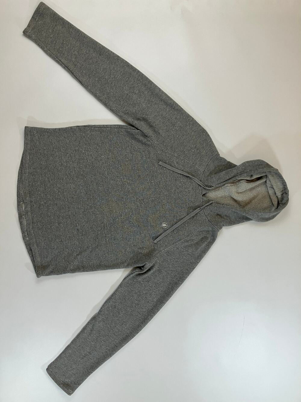 Volcom Men L Gray Raw Edge Pullover Hoodie Stone Logo Skate Sweatshirt